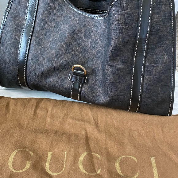 Gucci hobo brown shoulder bag silver hardware coated canvas Joy Bardot - Picture 9 of 14